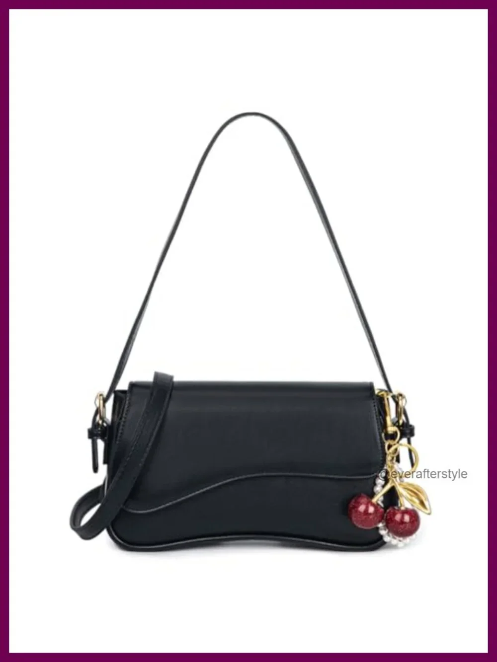 Women's Hobo Bag with Cherry Pendant Crossbody Shoulder Bag Y2K Detachable